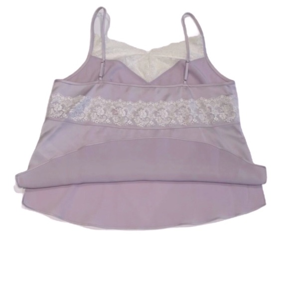 Diane von Fürstenberg Spaghetti Strap Lilac with White Lace Cami Sz M - Picture 8 of 15